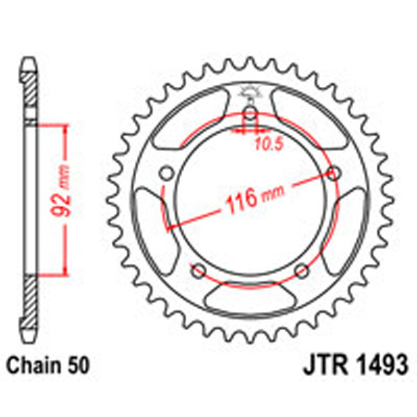 JT JT Rear Sprockets R/W 1493-42 KAW